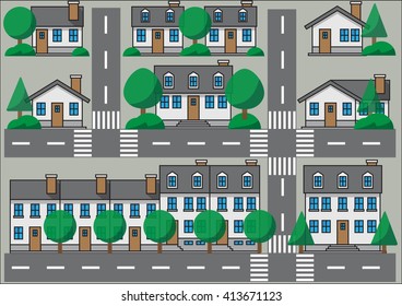 Collection of simplicity suburb houses. Vector illustration eps 10.