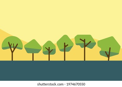 Collection of simplicity tree and shrub flat design. Vector illustration.