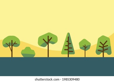 Collection of simplicity tree and shrub flat design. Vector illustration.