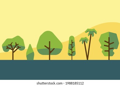 Collection of simplicity tree and shrub flat design. Vector illustration.