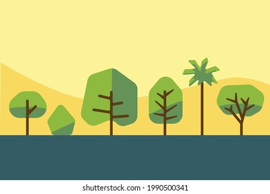 Collection of simplicity tree and shrub flat design. Vector illustration.