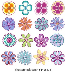 Collection of single vector flowers