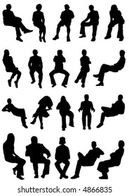 collection of sitting people vector