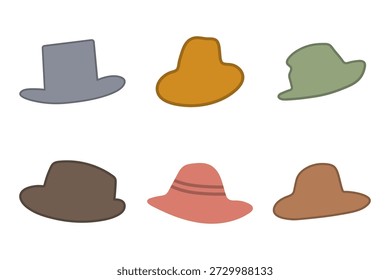 Kollektion von sechs verschiedenen Hüten