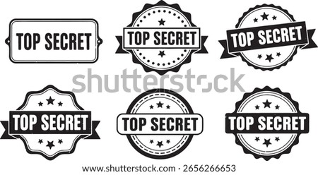 Collection of Six Black and White Top Secret Stamps