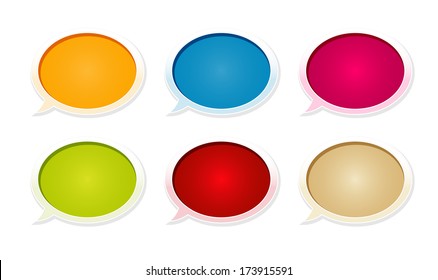 the collection of six blank glossy speech bubbles / the set of glossy blank speech bubbles / Speech bubbles