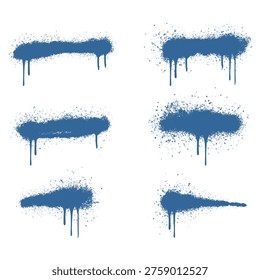 Collection of Six Blue Graffiti Spray Paint Brush Strokes with Realistic Aerosol Drips and Urban Splatter. - Powered by Shutterstock - Get 15% off with code: PIKWIZARD15