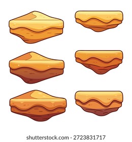 Eine Sammlung von sechs Cartoon-Stil schwimmende Plattformen, ideal für Videospiele.
