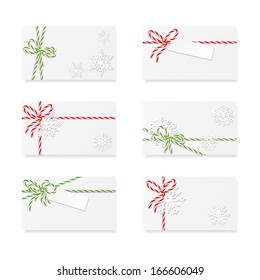 Collection of six Christmas card notes with bows and ribbons