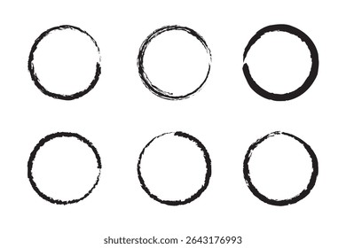 Collection of six circular grunge frames