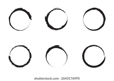 Collection of six circular grunge frames
