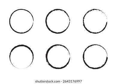 Collection of six circular grunge frames