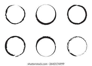 Collection of six circular grunge frames