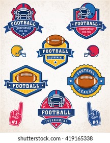 Collection of six colorful Vector American football logo and insignias