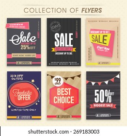 Collection of six creative Sale Flyers, can be used as poster or banner design.