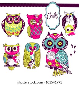 Collection of six different owls