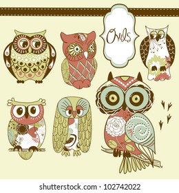 Collection of six different owls