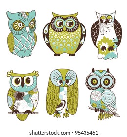 Collection of six different owls