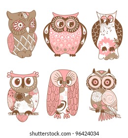 Collection of six different owls