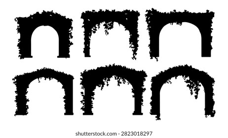 Collection of six distinct grunge archway stamps with textured, distressed appearance suitable for creative graphic projects and artistic designs.