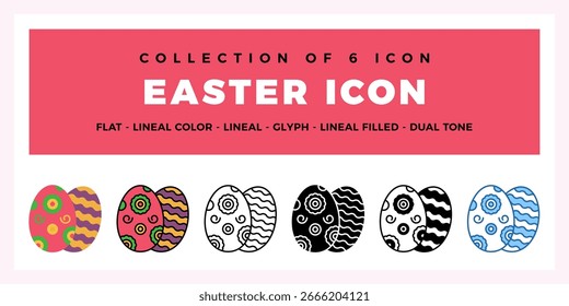 Colección de seis iconos de huevo de Pascua en varios estilos