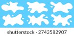 Collection of six flat, white liquid splash frames