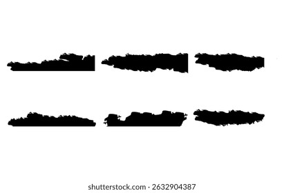 Collection of six hand drawn brush stroke elements