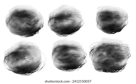collection of six hand drawn round shape texture background design vector