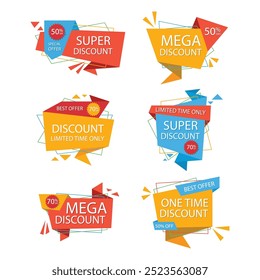 collection six origami discount stickers . sale banner