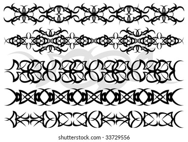 Collection Six Ornamental Borders Style Tattoo Stock Vector (Royalty ...