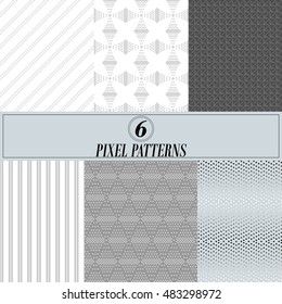 A collection of six pixel patterns. The backdrop for the site.