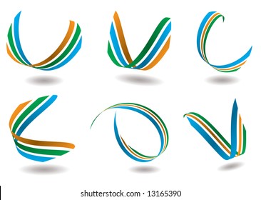 Collection of six ribbon design that could be used as a logo