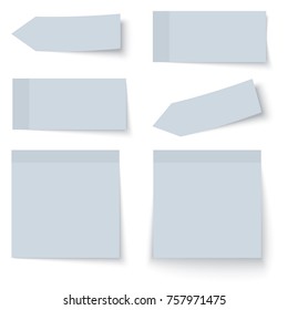 collection of six sticky papers with shadow in color blue