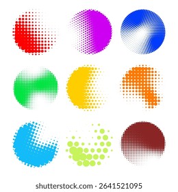 collection of six vibrant halftone background patterns in various colors