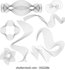 A collection of six wavy line images in black