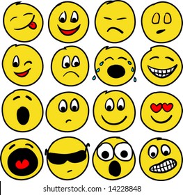 Collection of sixteen smiles. Vector illustration