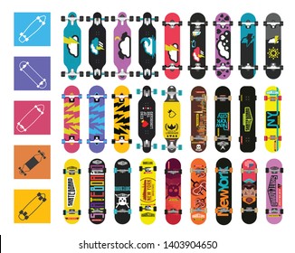 Collection of skateboards (Use for helmet, skateboards, stickers, t-shirt typography,logos and design elements)