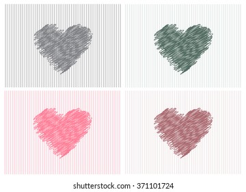Collection of sketch hearts,Vector illustration. 