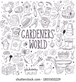 Collection of sketch icons "Gardeners ' World". Sketch drawings for gardeners, gardeners, florists.