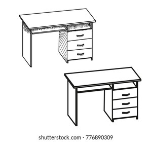 collection of sketch tables, isolated