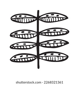 Collection sketch twigs. Floral elements hand drawn. Vector illustration