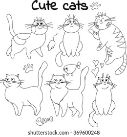 Collection of sketched cats