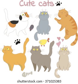 Collection of sketched cats for design