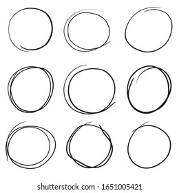 Collection of sketches of the circle line. Vector illustration