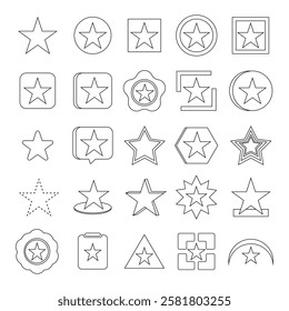 collection of sketches of star icons with modern shapes