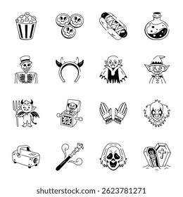 Collection of Sketchy Style Scary Icons 
