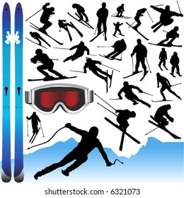 collection of ski vector and equipments