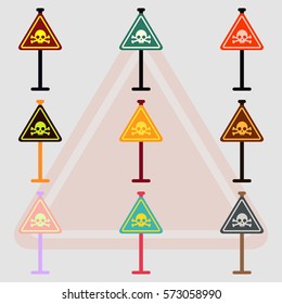 collection of skull danger road sign