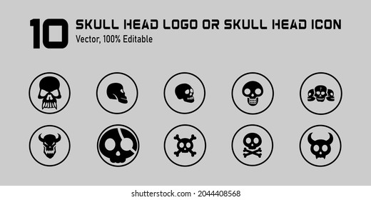 collection skull head logo or skull head icon for for halloween, Halloween icon set,symbol and vector,Can be used for web, print and mobile