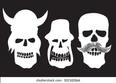 Collection of skulls isolated. vector illustration image